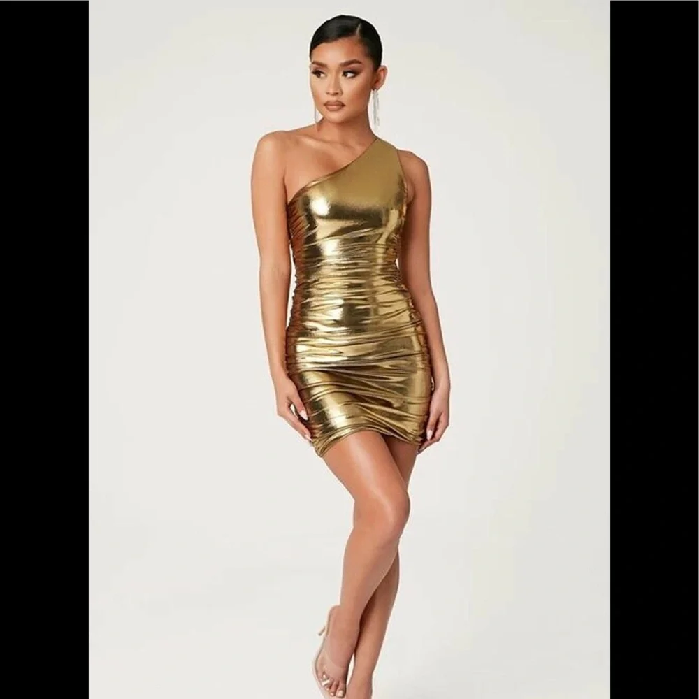 Meshki Gold Kaelin Dress - Picture 1 of 3